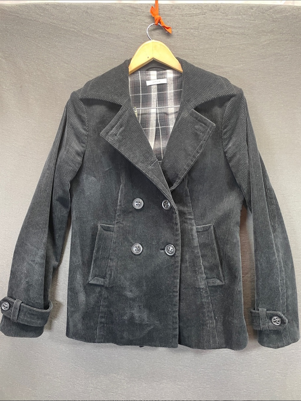 Opus Women's Double-Breasted Corduroy Pea Coat - Black